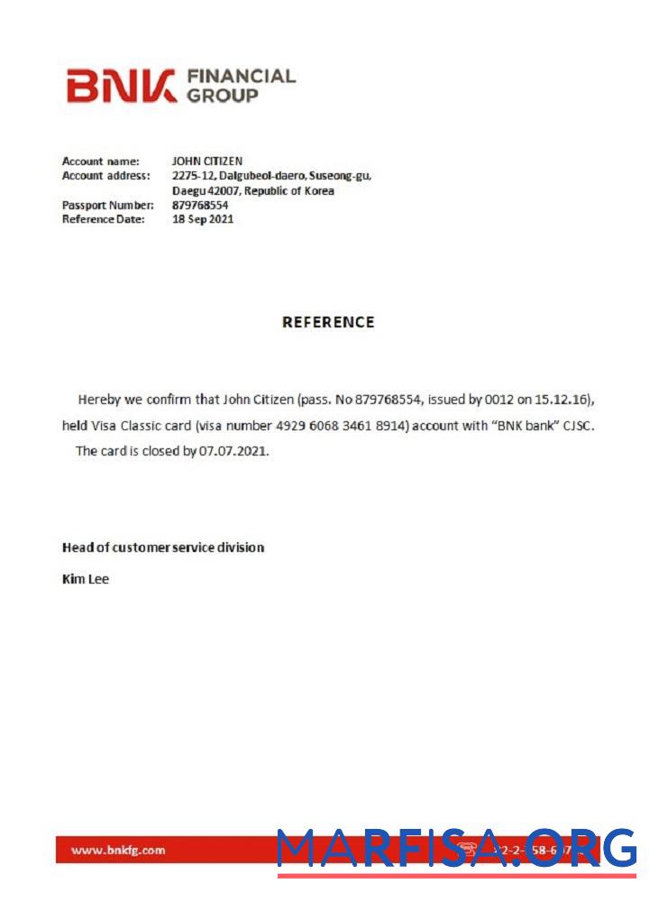 Downloadable Korea BNK bank closure reference sample